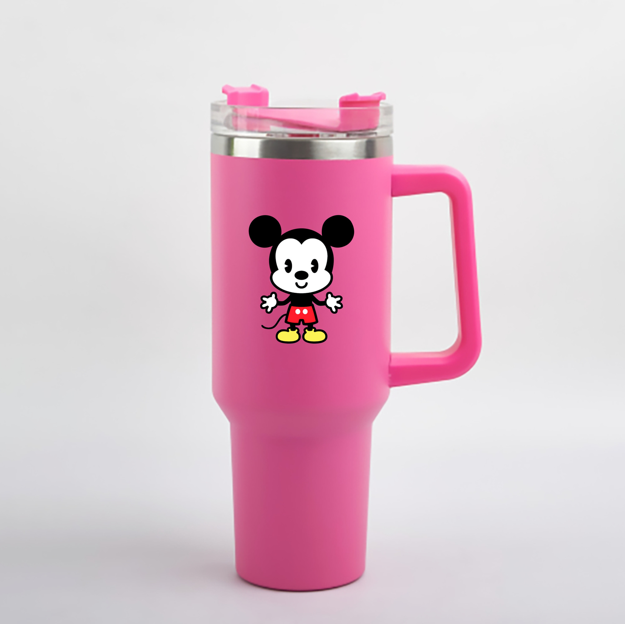 （画像用） ミッキーマウス Mickey Mouse 1200mL車用タンブラー - クリスタルステッカー（プラスチックストロー付き）